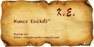 Kuncz Enikő névjegykártya